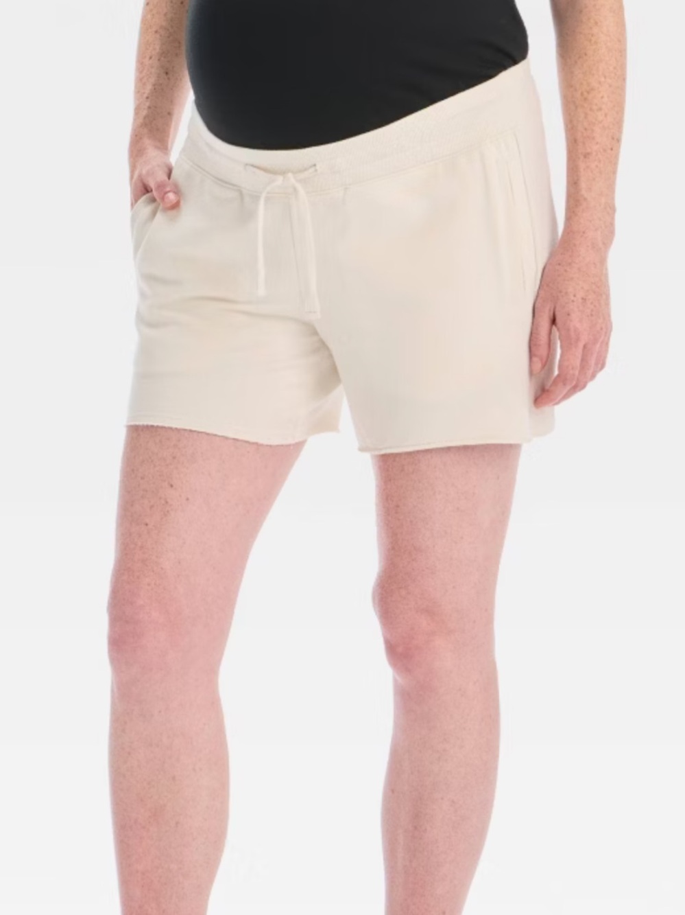 Isabel Maternity by Ingrid & Isabel Cream Knit Drawstring Shorts